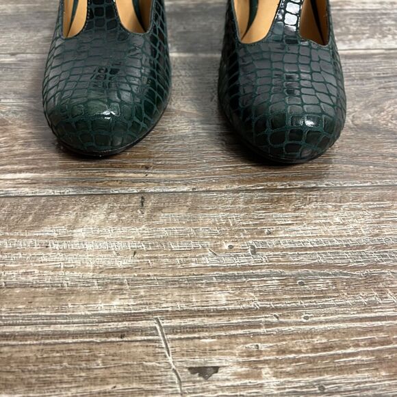 Audley Embossed Leather Green High Heels Pumps 40 US 9.5 Adjustable - Picture 8 of 9